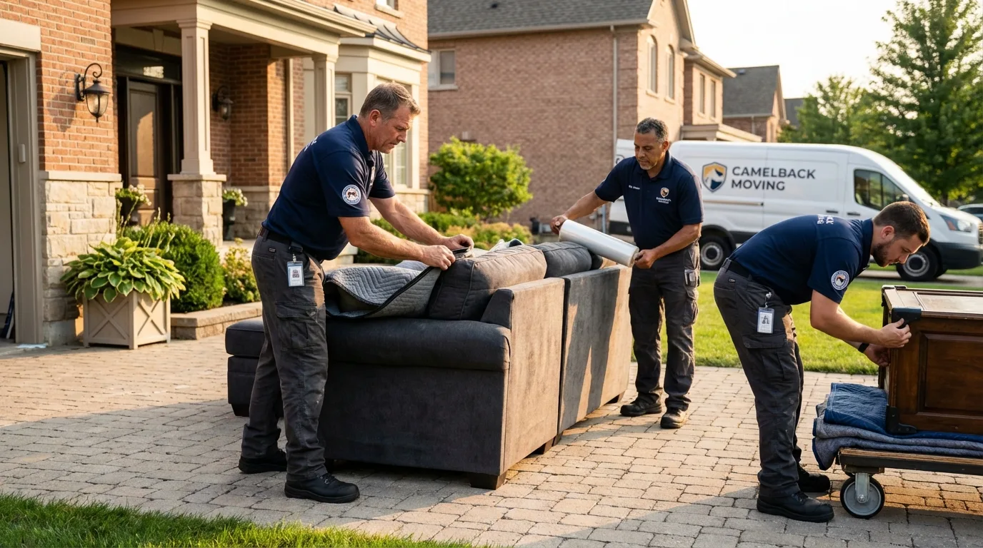 Large estate moving crew wrapping furniture in Aiken, SC