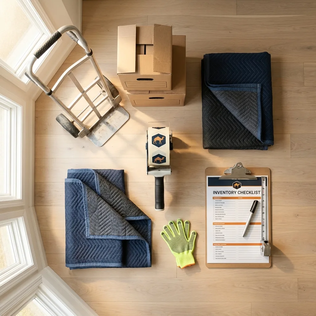 Professional moving supplies and packing materials layout for Aiken residential relocations